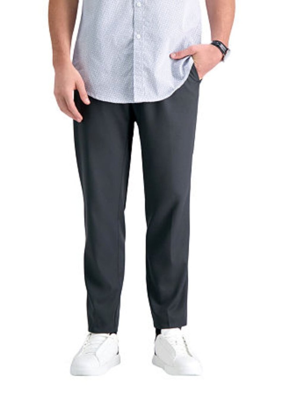 Men's Haggar Active Series Everyday Slim Fit Flat-Front Pants, 33 X 30, Dk. Gray